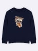 WOOOP Sweatshirt "Cat loves pizza" in Dunkelblau