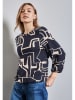 Street One Bluse in Dunkelblau/ Creme