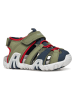 Geox Halbsandalen "Kraze" in Khaki/ Rot/ Dunkelblau