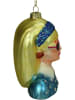 Kersten Kerstboomversiering "Fashion Lady" goudkleurig/blauw - (H)11,4 cm