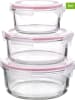 Glasslock 3-delige set: vershouddozen "Classic Type" roze