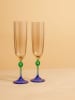 Violeta Home Kieliszki (2 szt.) w kolorze granatowo-zielonym do szampana - 150 ml