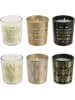 Rétro Chic 6-delige set: geurkaarsen zwart/wit/goudkleurig - (H)5 x Ø 4,5 cm