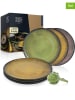 Moritz & Moritz 6-delige set: dinerborden "Vida" geel/groen/grijs - Ø 27 cm