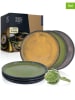 Moritz & Moritz 6-delige set: dessertborden "Vida" geel/groen/grijs - Ø 20 cm