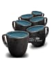 Moritz & Moritz 6er-Set: Tassen "Organic" in Schwarz/ Hellblau - 380 ml