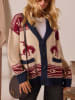 LA Angels Cardigan in Beige/ Dunkelblau/ Rot