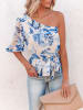 LA Angels Bluse in Creme/ Blau