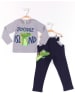 Denokids 2-delige outfit "Croc Island" grijs/donkerblauw