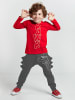 Denokids 2-delige outfit "Dino Spikes" rood/antraciet