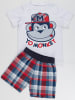 Denokids 2-delige outfit "Monkey" wit/blauw/rood
