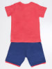Denokids 2-delige outfit "Pirate Dino" rood/donkerblauw