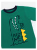 Denokids 2-delige outfit "Feed me" groen/donkerblauw