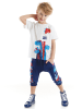 Denokids 2-delige outfit "Dino" wit/donkerblauw