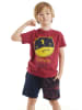 Denokids 2-delige outfit "Super Power" bordeaux/donkerblauw