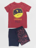 Denokids 2-delige outfit "Super Power" bordeaux/donkerblauw