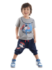 Denokids 2-delige outfit "Sloth" grijs/donkerblauw