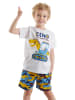 Denokids 2-delige outfit "Dino Camo" wit/blauw/geel