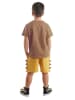 Denokids 2-delige outfit "Player Dino" lichtbruin/geel