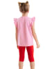 Denokids 2-delige outfit "Strawberry Cat" lichtroze/rood