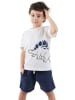 Denokids 2-delige outfit donkerblauw/wit