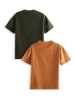 Denokids 2-delige set: shirts lichtbruin/kaki