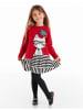 Denokids Jurk "Meow" rood/zwart/wit