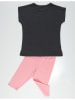 Denokids 2-delige outfit donkergrijs/lichtroze