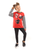 Denokids 2-delige outfit "Lol Cat" rood/zwart