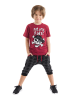 Denokids 2-delige outfit "Pirate Rules" rood/antraciet