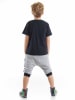 Denokids 2-delige outfit "T-rex Info" zwart/grijs