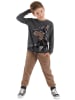 Denokids 2-delige outfit "Doberman" antraciet/bruin