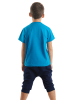 Denokids 2-delige outfit blauw/donkerblauw