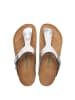 Comfortfusse Leren teenslippers zilverkleurig
