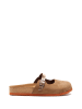 Comfortfusse Leder-Clogs in Sand/ Roségold