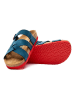 Comfortfusse Leder-Pantoletten in Blau/ Rot