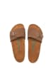 Comfortfusse Leren slippers zandkleurig
