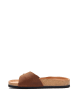 Comfortfusse Leder-Pantoletten in Hellbraun