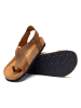 Comfortfusse Leder-Zehensandalen in Hellbraun