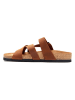 Comfortfusse Leren slippers bruin