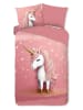 Pure Komplet pościeli "Sparkles" w kolorze różowo-białym z mikrofibry