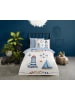Pure Microvezel beddengoedset "Maritime" crème/lichtblauw