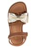 POM POM Leder-Sandalen in Braun/ Gold