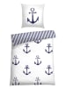Schiesser Komplet pościeli renforcé w kolorze biało-granatowym