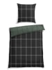 Schiesser Feinbiber-Bettwäsche-Set "Ellis" in Grün/ Schwarz