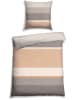 Schiesser Renforcé beddengoedset "Red Earth Stripe" beige/grijs