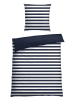 Schiesser Renforcé beddengoedset "Mara" donkerblauw/wit