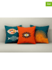 ABERTO DESIGN 3er-Set: Kissenhüllen in Petrol/ Orange/ Rot