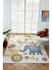 ABERTO DESIGN Kurzflor-Teppich "Bohem Kinds Zoo" in Creme/ Bunt