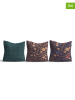 ABERTO DESIGN 3-delige set: kussenslopen groen/lichtbruin/paars